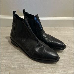 Freda Salvador Black Croc Leather Boot